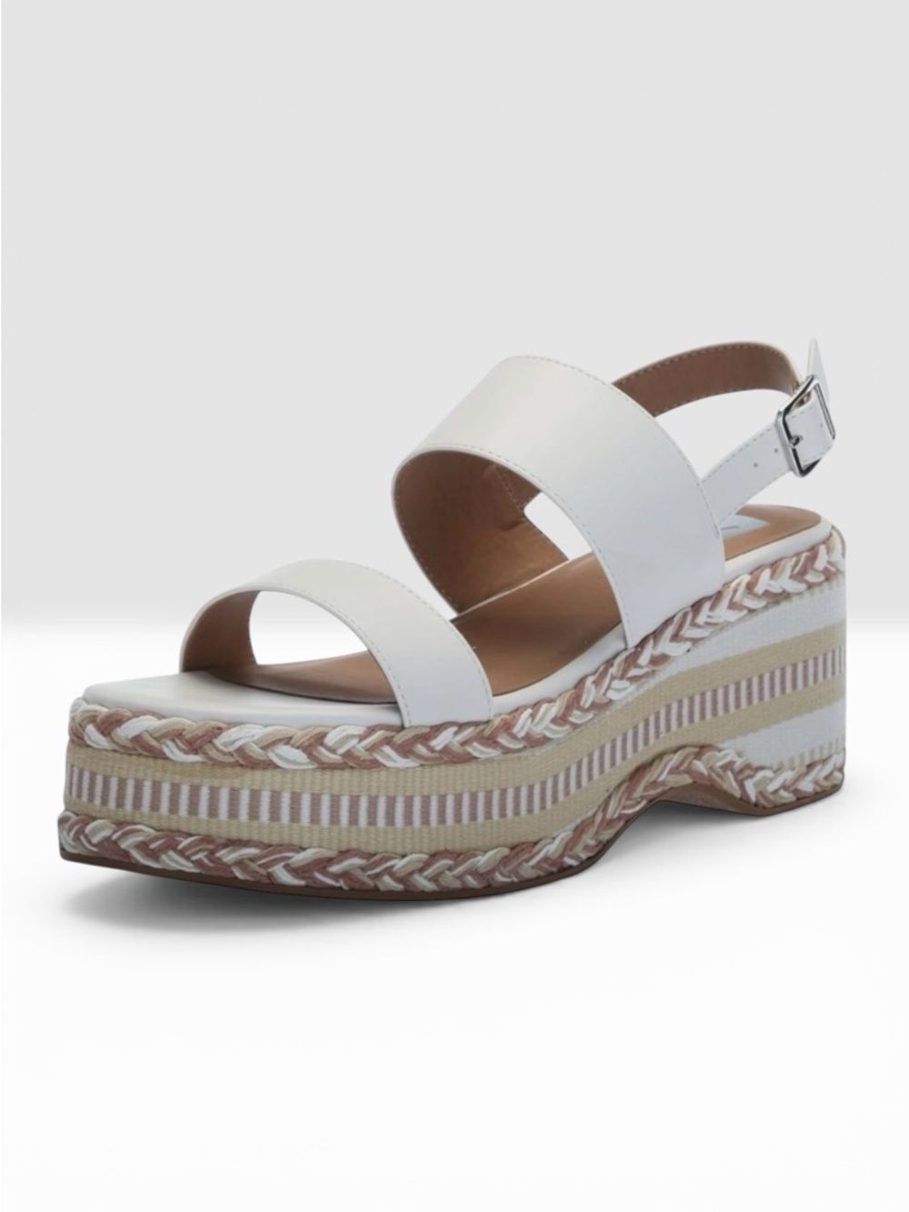 DV Dolce Vita Surrey Platform Wedge Sandals Slingback Cream Buckle 9 NEW